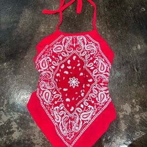 Red Bandana Halter Top